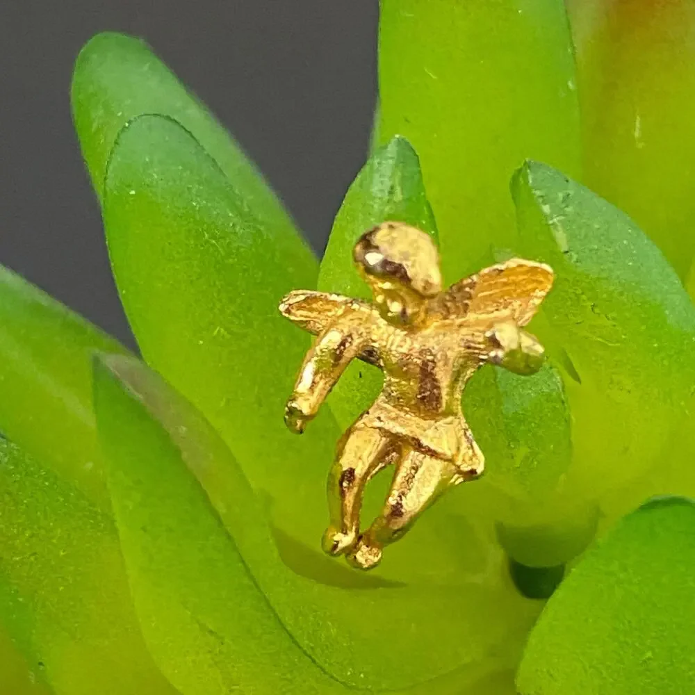 Vintage Gold Cherub Angel Lapel Pin | Dainty Cupid Tie Tack Brooch